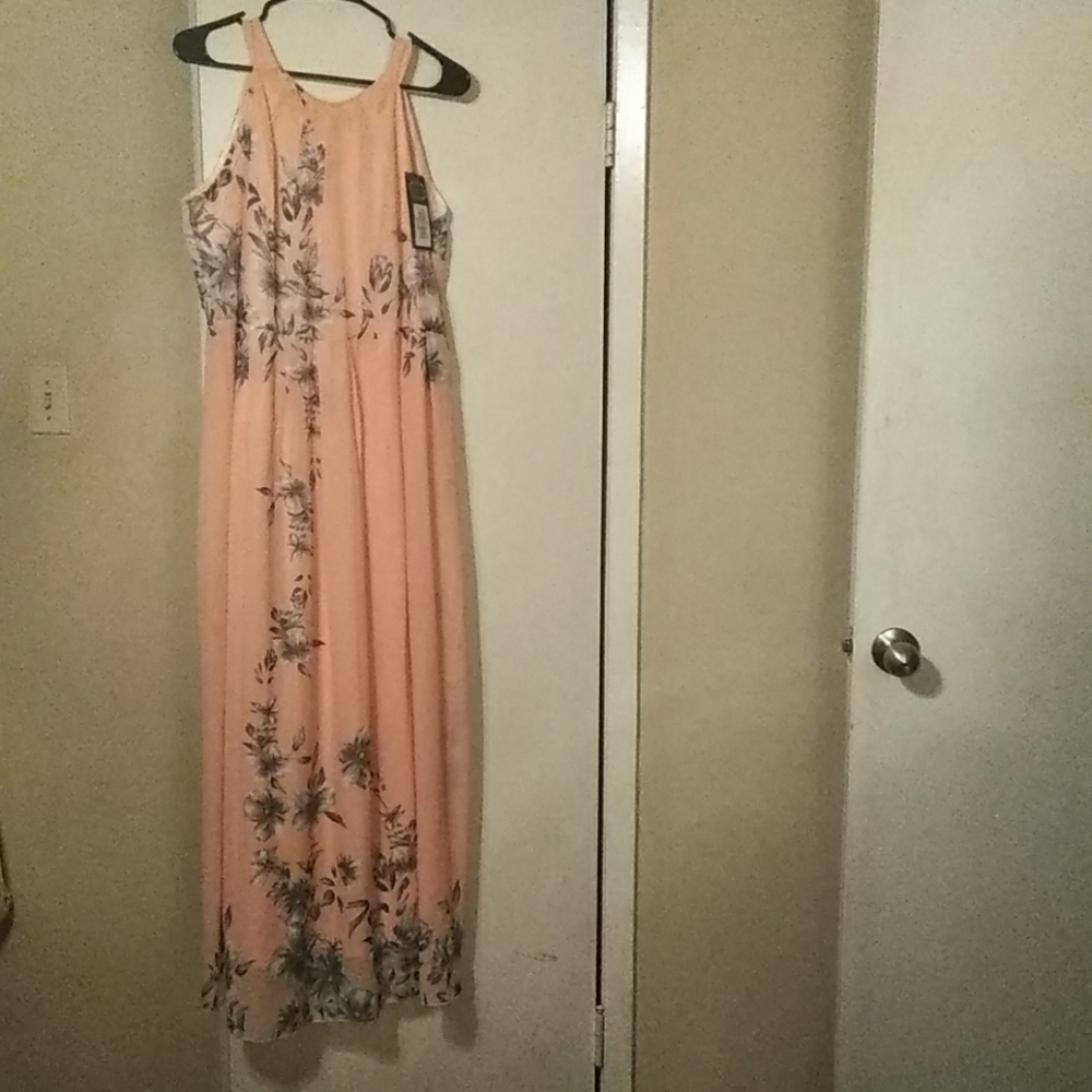 🆕( 2X ) Pink Maxi dress with flower print